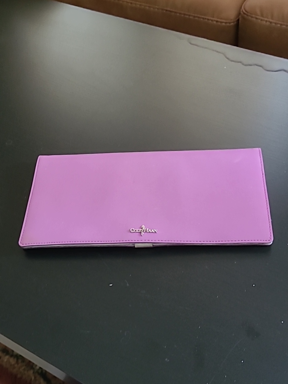 Cole Haan Bright Pink Envelope Clutch with Silver Logo